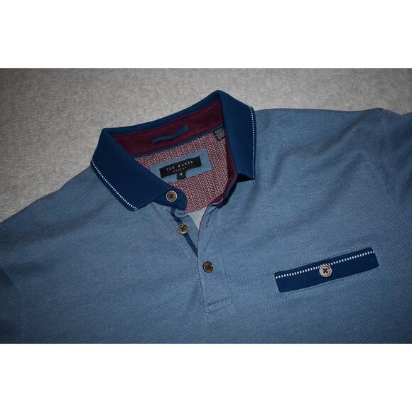 Ted Baker London Golf Polo Shirt Mens Size 6 Large Blue Performance Polyester - Picture 9 of 9